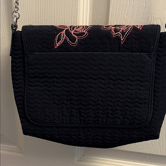 Vera Bradley Carson RFID Mini Crossbody Navy and Pink Floral Women's Bag - Picture 7 of 9